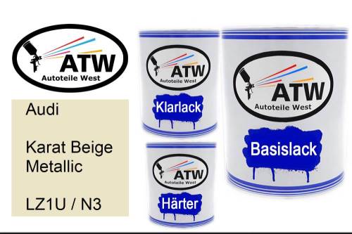 Audi, Karat Beige Metallic, LZ1U / N3: 1L Lackdose + 1L Klarlack + 500ml Härter - Set, von ATW Autoteile West.